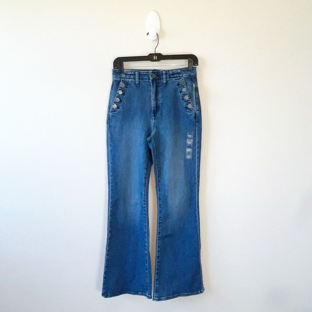 Gap '70s Flare High Rise Sailor Jeans Retro Nautical Preppy Size 4/27 Short NWTs